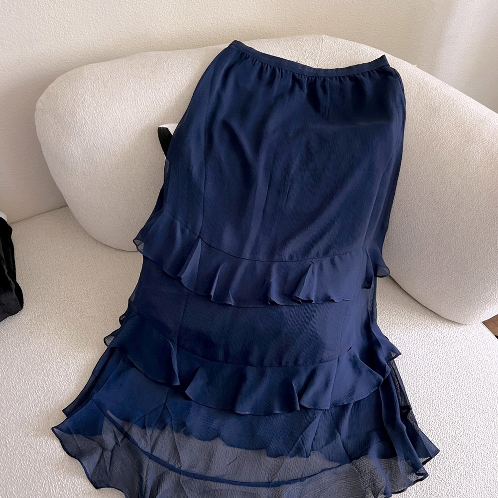 Charli - Blue Ruffle Navy Skirt